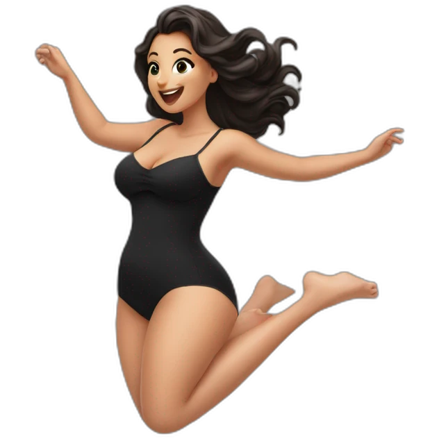 curvy beauty jumping white small knickers black dress emoji