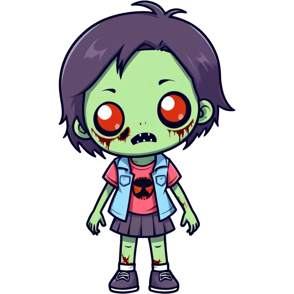 zombie girl with dark hair emoji