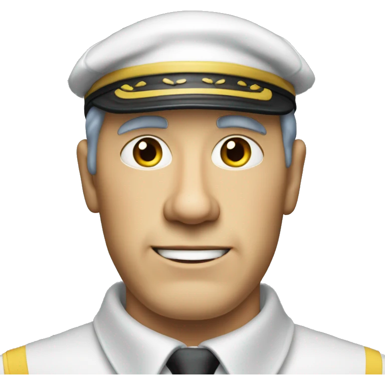A middle-aged white man with short cap colored yellow, blue, red black hair wearing a black sailor outfit with a red tie , emoji