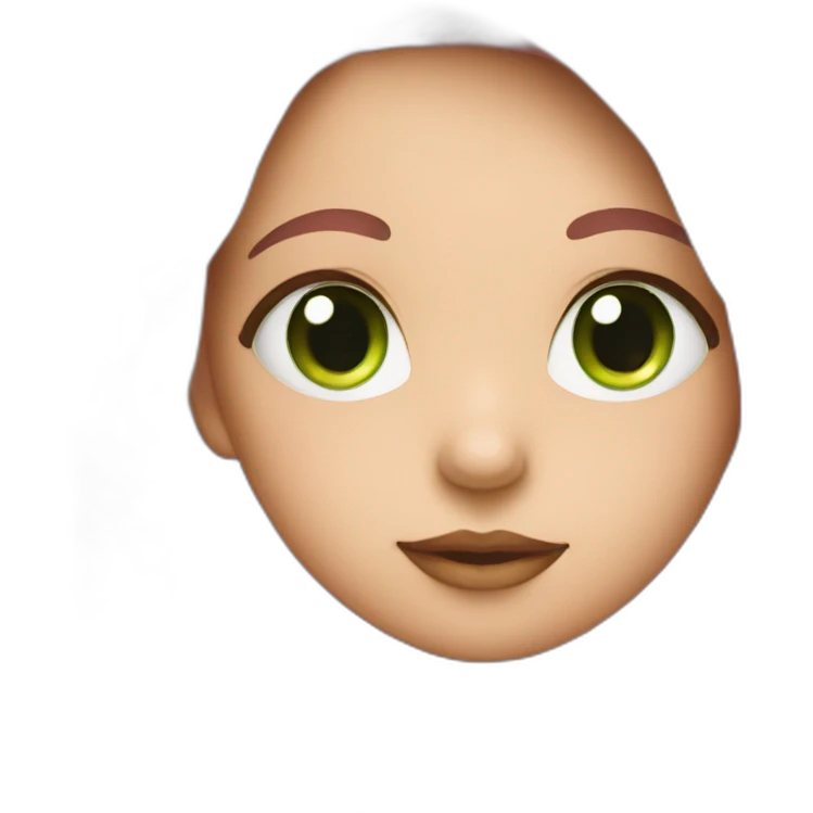 Girl with the baby pink h and big green and cute face emoji