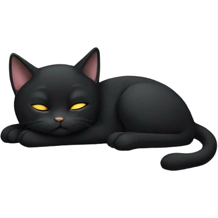 black cat curled up sleeping emoji