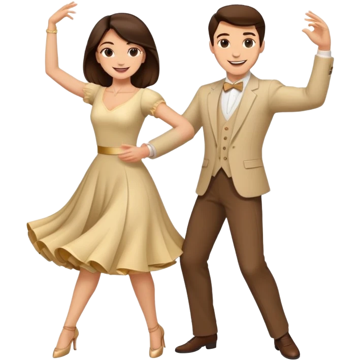 Wedding DANCE: brunette woman and brunette man with medium length hair emoji