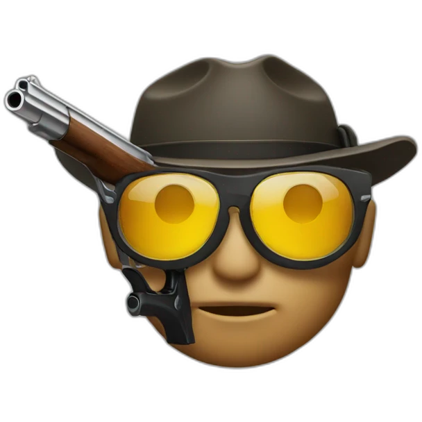 china sunglasses pointing gun emoji