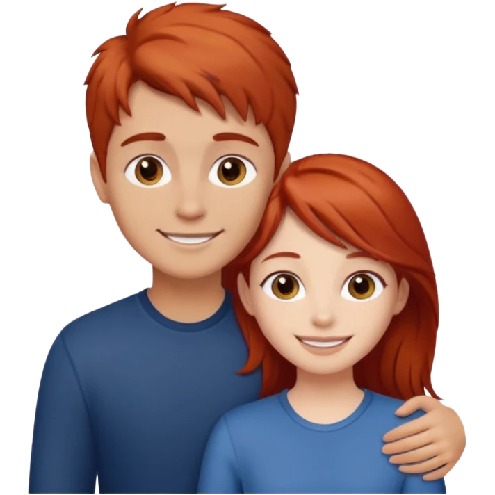 Red haired girl with brown hair boy romance emoji