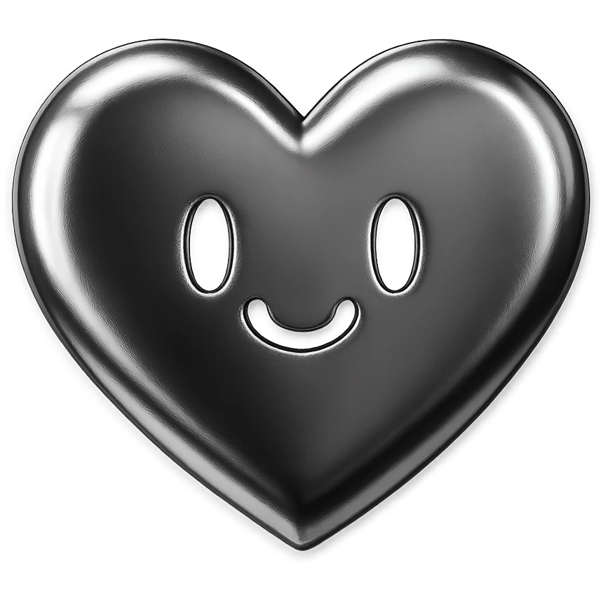 neon lit kawaii heart in purple and blue tones, modern and stylish emoji