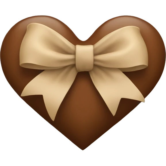 brown heart with beige bow emoji