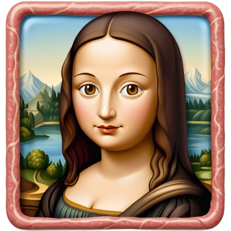 surreal style art mona lisa SPAM MEAT painting  emoji