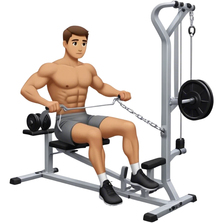man doing seated cable-rows machine exercise emoji