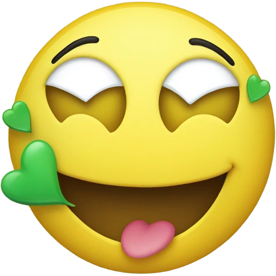 basic yellow smiley face with green heart eyes emoji emoji