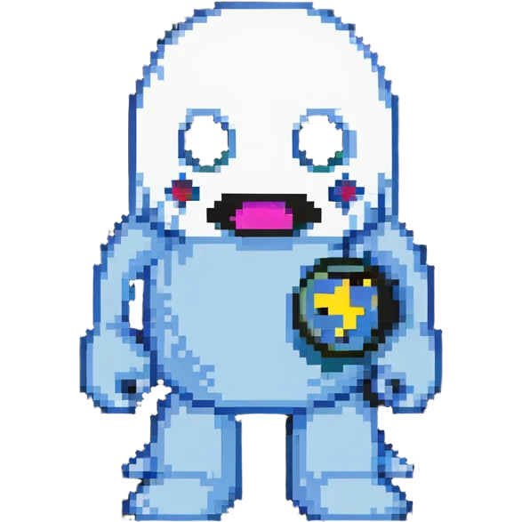 Pacman ghost character, 8-bit style emoji