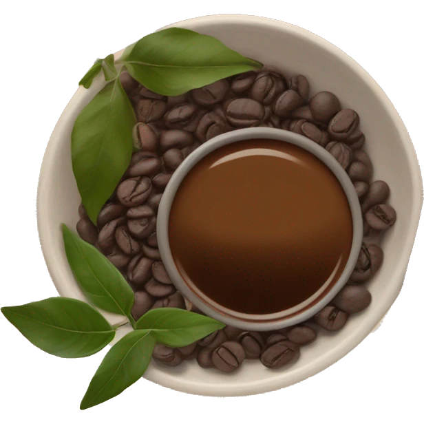 Flat-lay of a natural gray hair remedy: a bowl of dark paste, henna leaves, coffee beans, oil bottle, and a wooden brush on a warm earthy background. Title: 'Cubre las Canas de Forma Natural emoji