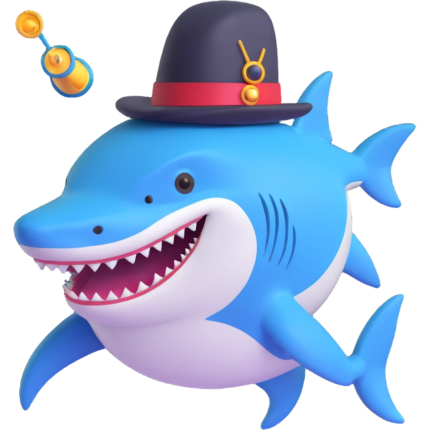 shark wearing a top hat and monocle emoji