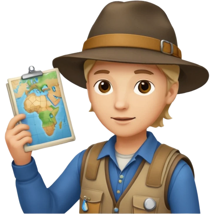 explorer with map, hold on the hand. emoji