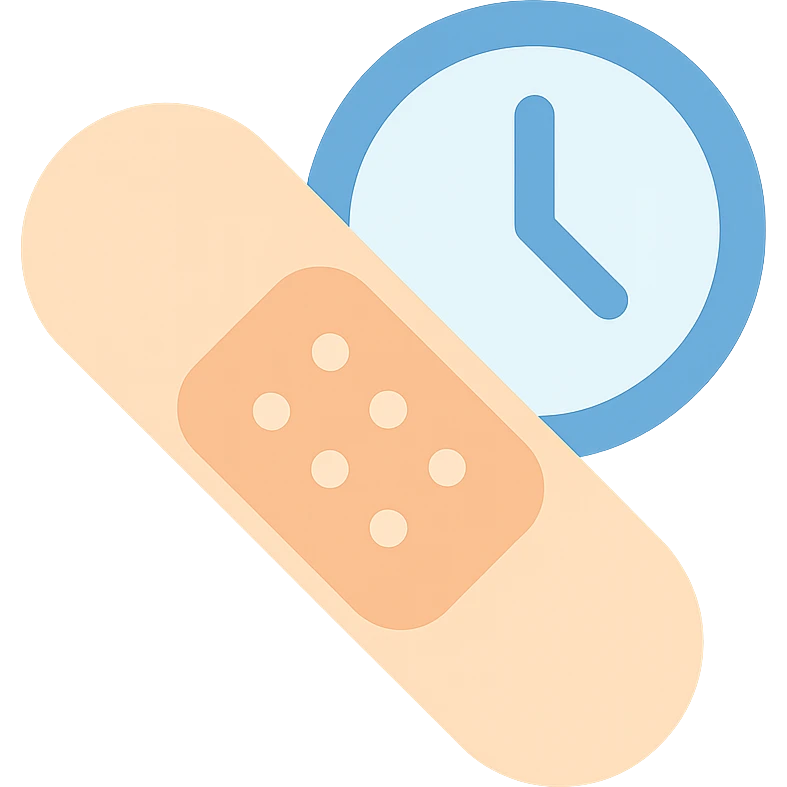 color filled icon for chronic illness, bandage and a clock intertwined emoji