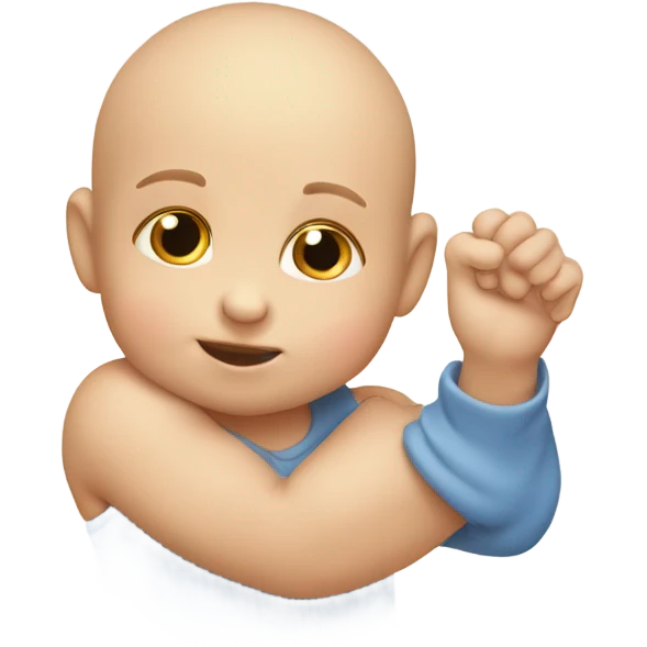 A cute baby boy’s head getting his head patted by an arm reaching out to pat it emoji