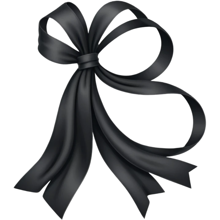 One Black thin ribbon for dead people honoring emoji