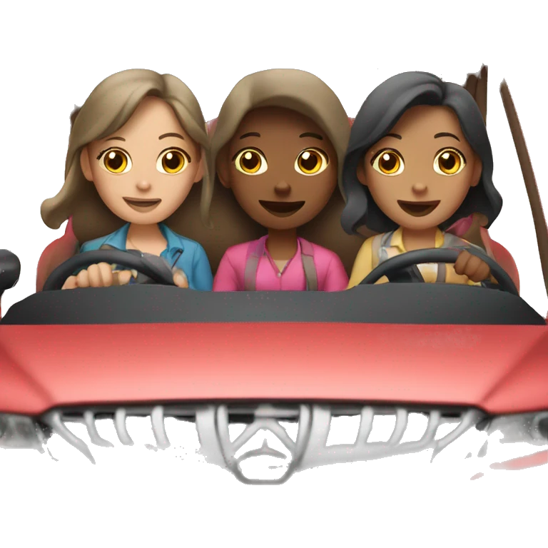 Three girls driving a car  emoji