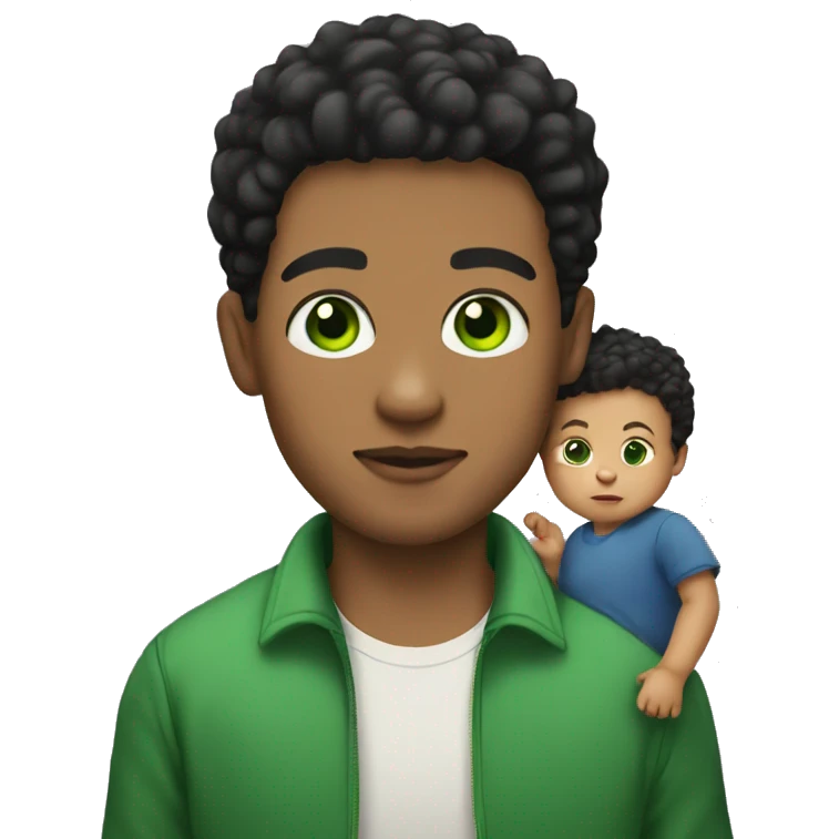 Lightskin guy with green eyes holding a baby with short dark hair and one cigarette  emoji