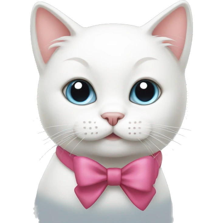 Create a cute white cat with a bow emoji
