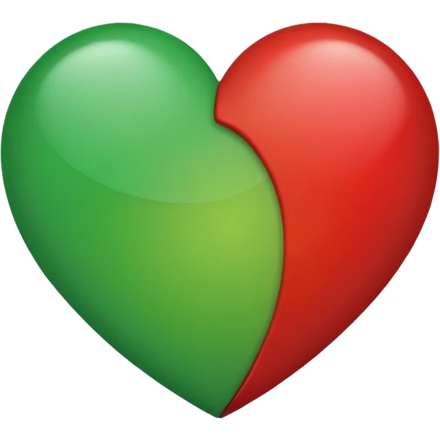 Half red half green Heart let the colors fade emoji