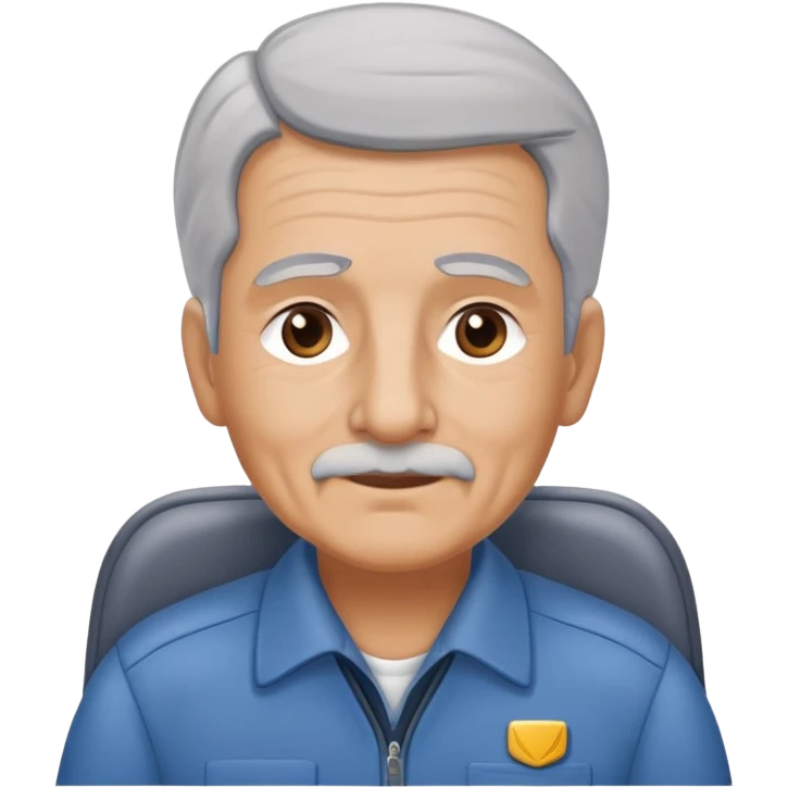 bus driver sitting behind the wheel, older with gray hair, without cap emoji