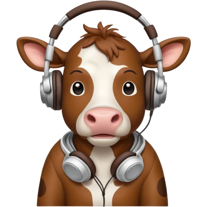 cartoon cow with big headphones emoji