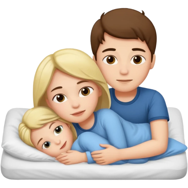 girl and boy laying in bed on top of each other emoji