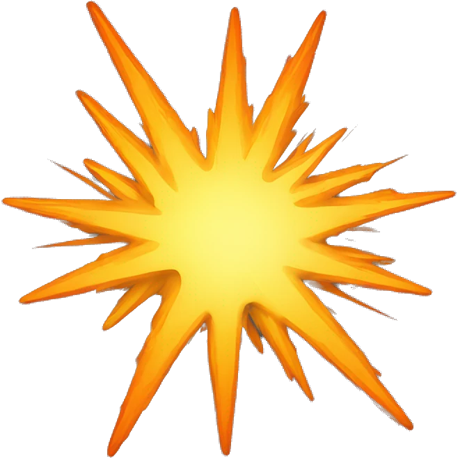 A cartoon-styled representation of a collision. Depicted as a star-like, orange-and-yellow fiery burst, generally with one point extending to the bottom right. emoji