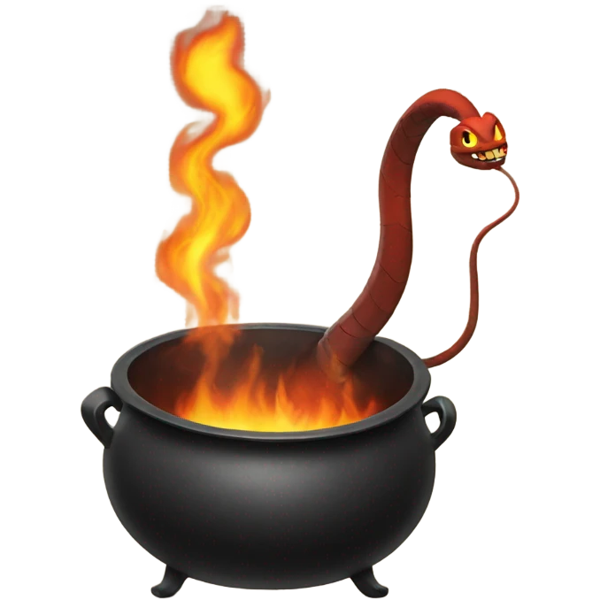 Cauldron with a fire snake that is inside emoji