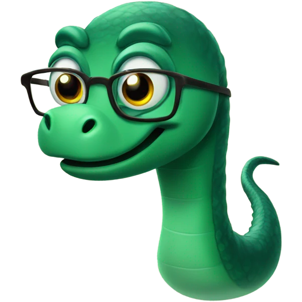 Loch Ness Monster cute nerd with eyeglasses emoji