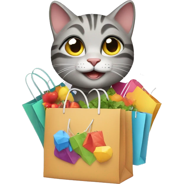 happy gay cat with shopping bags emoji
