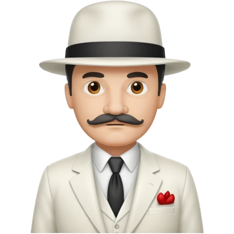 middle aged mobster with white colored suit and hat and mustache emoji