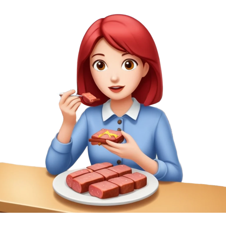  paris women eating SPAM meat at cafe landscape  emoji
