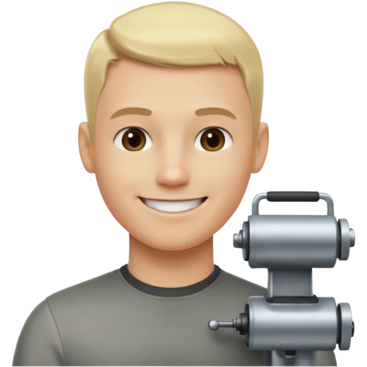 Male, no glasses, blonde hair, right side of hair shaved with a machine, face turned towards the camera emoji