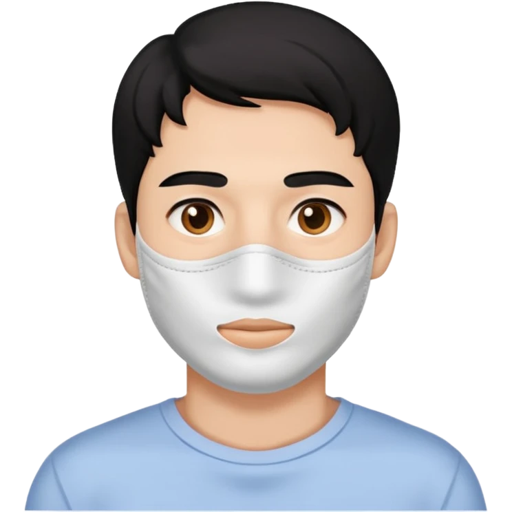 black hair man with white clay face mask on emoji