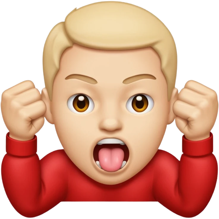 Tongue out face with two fists stacked on top of eachother below the face emoji