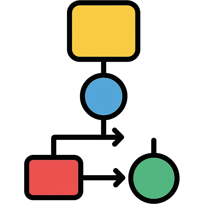 workflow icon, linear sequence with connected nodes, modern icon style emoji