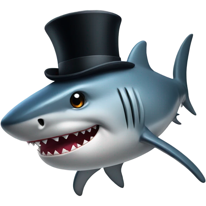 Shark with a top hat emoji