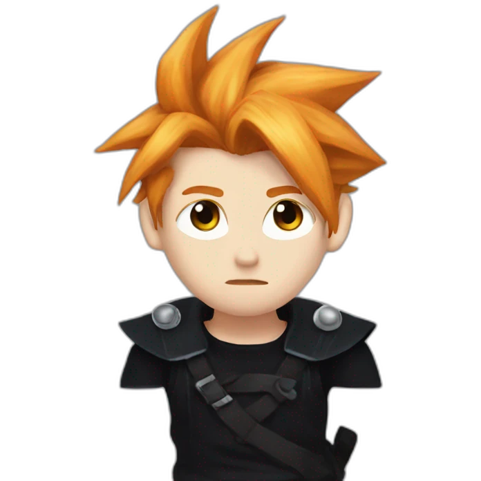 Ginger cloud strife with evil eye. Black clothes emoji
