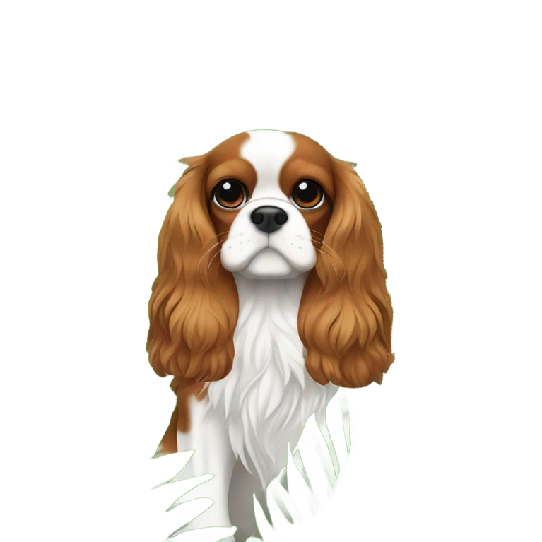 Cavalier dog with fern plant emoji