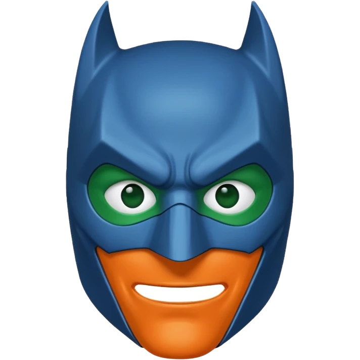batman emoji with the mask in blue, orange and green emoji