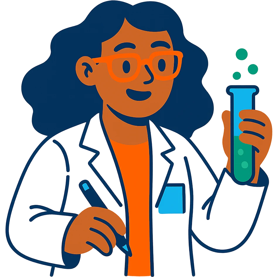 creative simple illustration of a woman scientist emoji