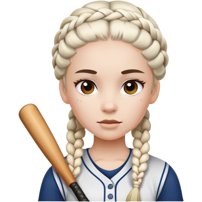 Softball player white braided hair  emoji