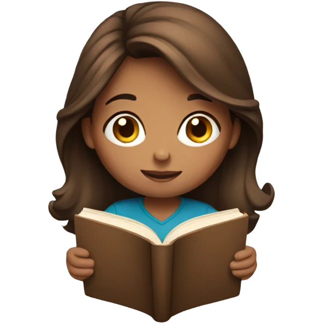 Brown hair girl reading a book emoji