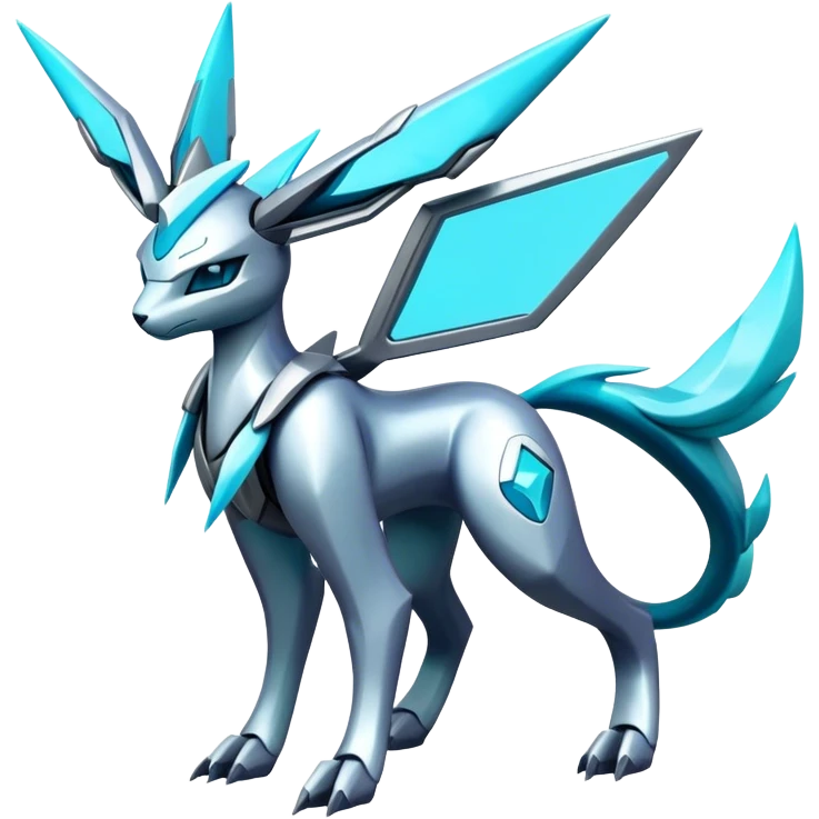 Futuristic Glaceon-dialga-suicune-hybrid, full body emoji