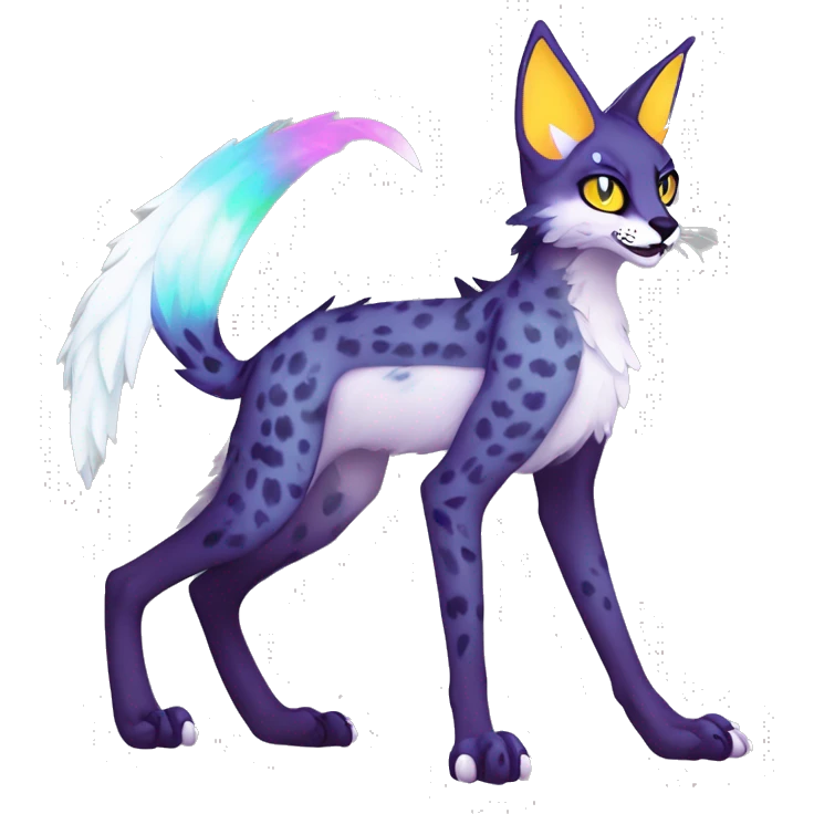 Epic Edgy Colorful ethereal eldritch Sergal-Serval-Fionbri full body emoji