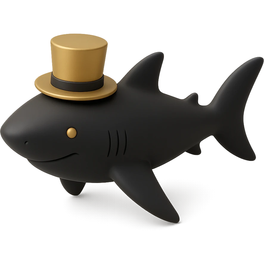 shark wearing a top hat emoji