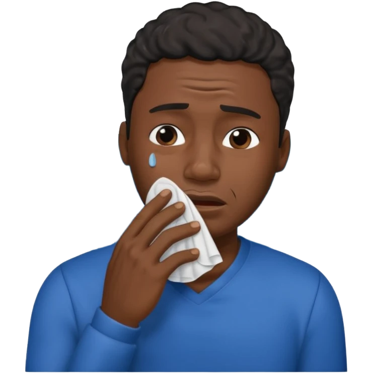 black guy with waves crying wiping his tears with a tissue emoji