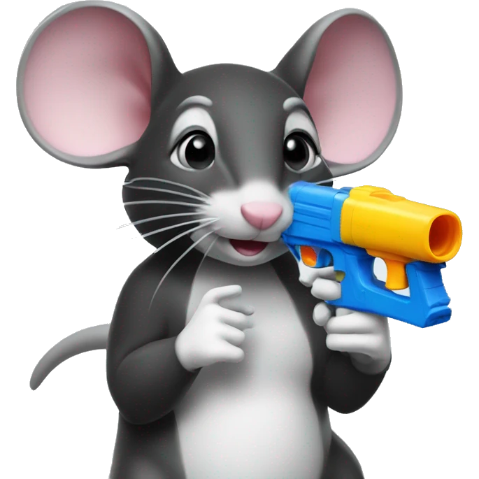 Black and white rat pointing a water gun emoji