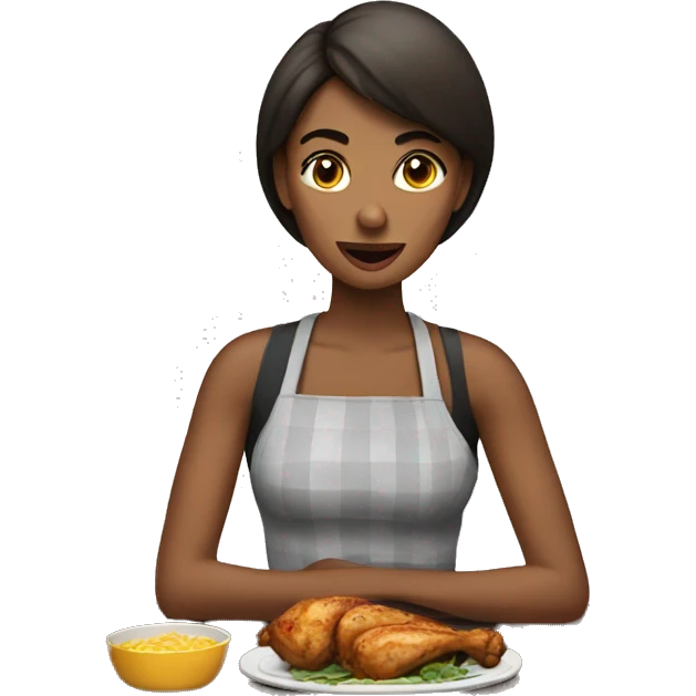 Woman eating grilled chicken  emoji
